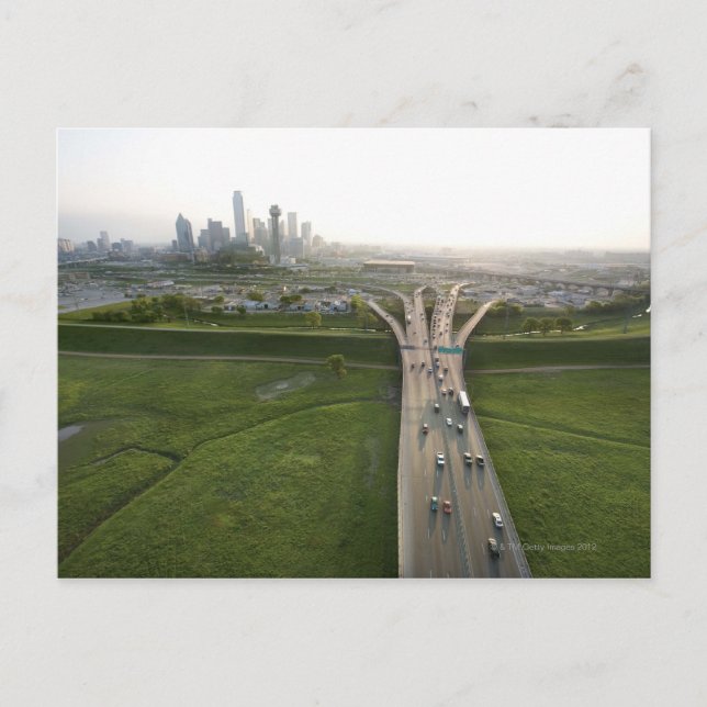 Postal Vista aérea de la autopista en Dallas, Texas (Anverso)