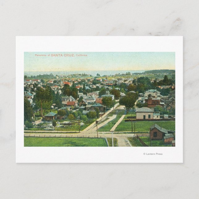 Postal Vista aérea de la ciudad de Santa Cruz, CA (Anverso)