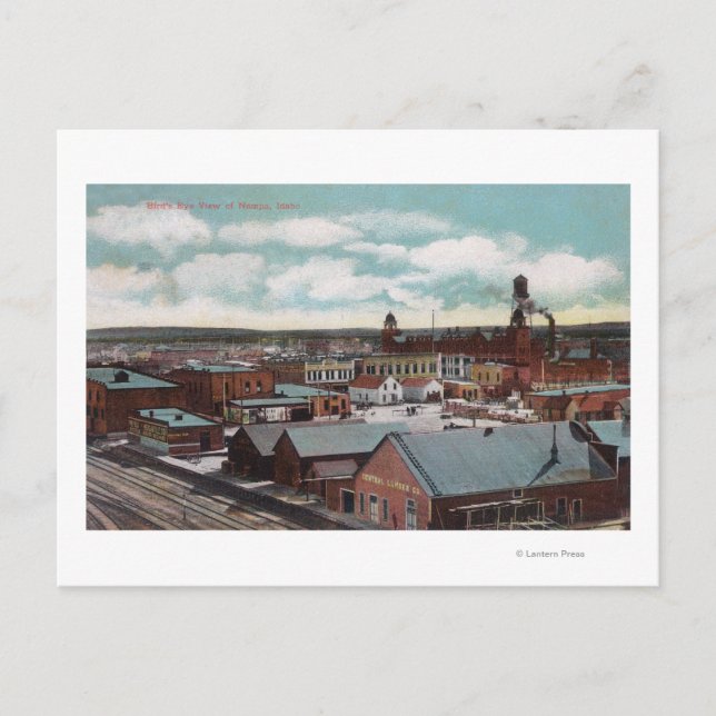 Postal Vista aérea de la ciudad, Tren TracksNampa, ID (Anverso)