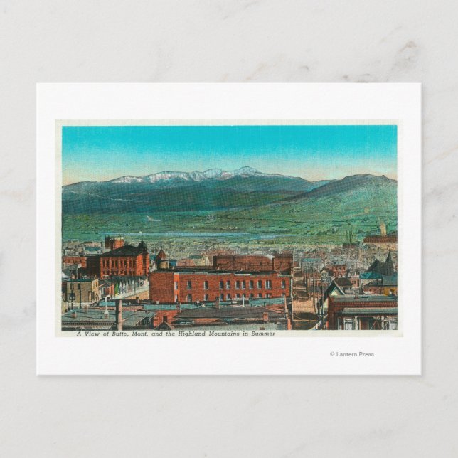 Postal Vista aérea de la ciudad y la montaña Highland (Anverso)