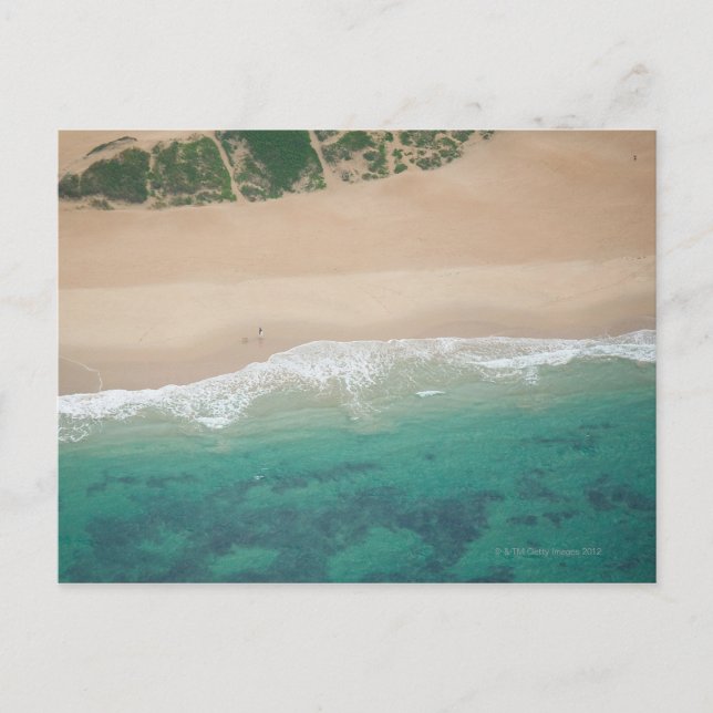 Postal Vista aérea de la playa con vistas al mar, Port El (Anverso)