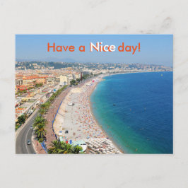 Postal Vista aérea de la playa en Niza, Francia
