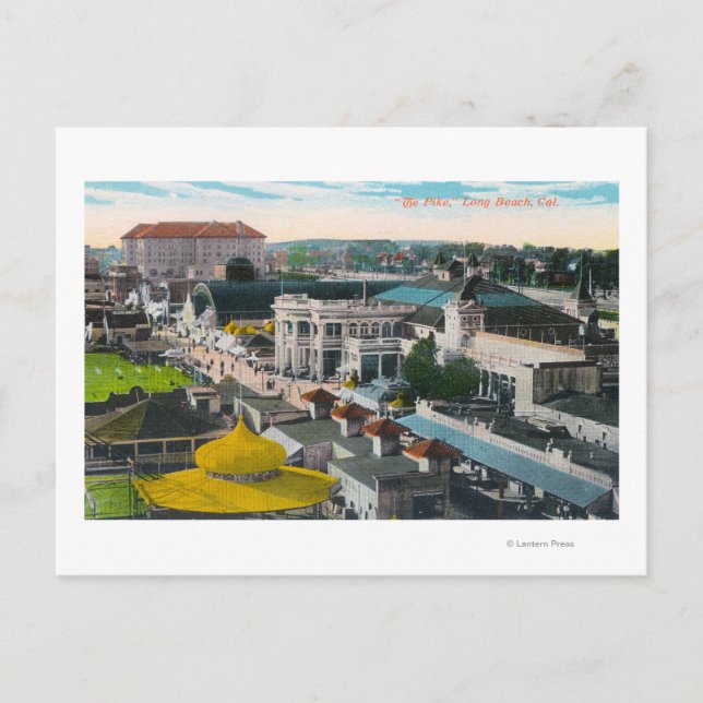 Postal Vista aérea de la playa PikeLong, CA (Anverso)