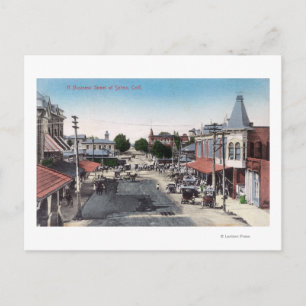 Postal Vista aérea de la sección comercial Selma, CA