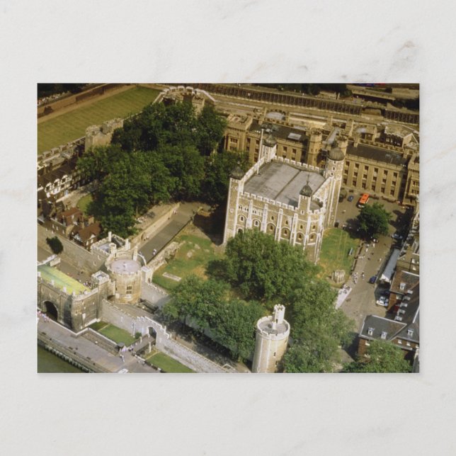 Postal Vista aérea de la Torre de Londres, Inglaterra, Re (Anverso)