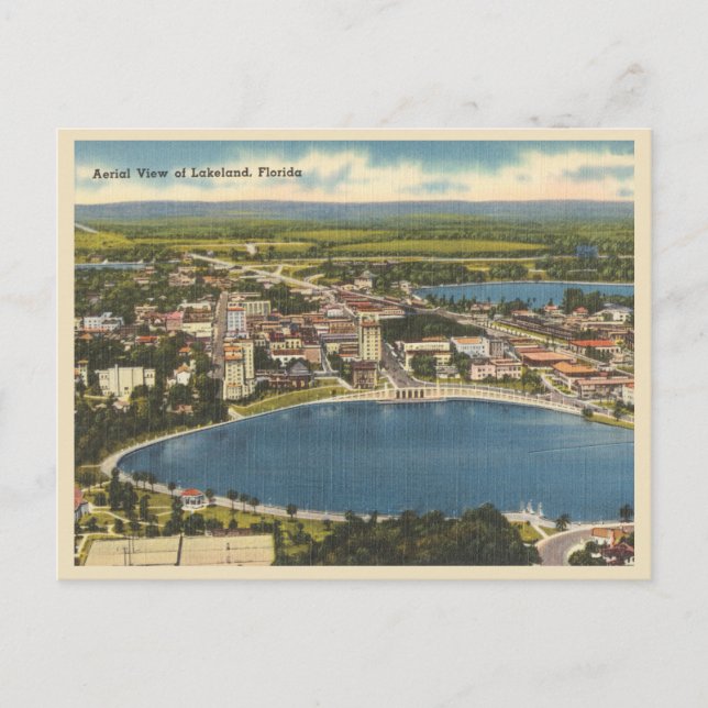 Postal Vista aérea de Lakeland Florida (Anverso)