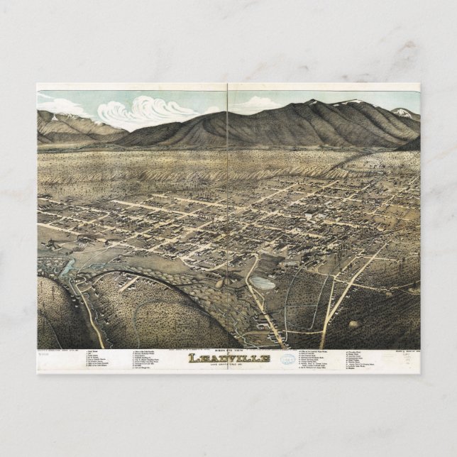 Postal Vista aérea de Leadville, Colorado (1879) (Anverso)