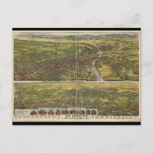 Postal Vista aérea de Los Ángeles California en 1894