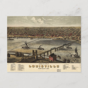 Postal Vista aérea de Louisville, Kentucky (1876)