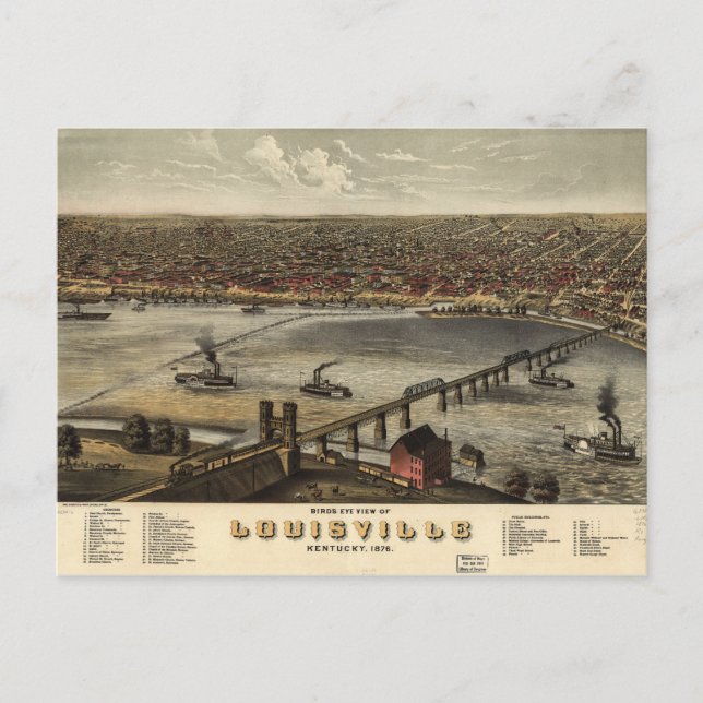 Postal Vista aérea de Louisville, Kentucky (1876) (Anverso)