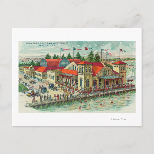 Postal Vista aérea de Luna Park Caf � y Natatorium (Anverso)