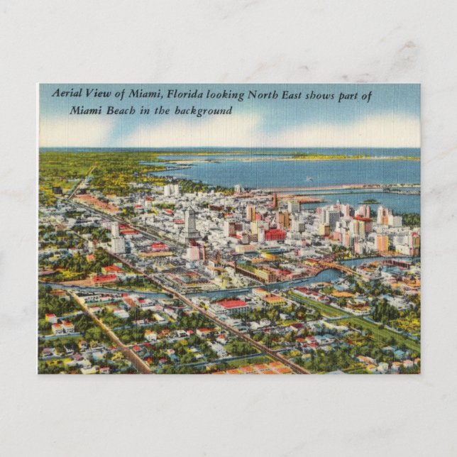 Postal Vista aérea de Miami, Florida (Anverso)