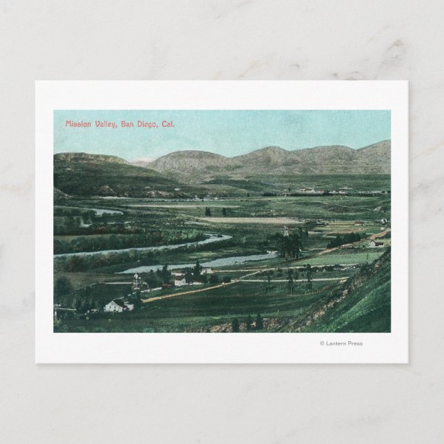 Postal Vista aérea de Mission ValleySan Diego, CA (Anverso)