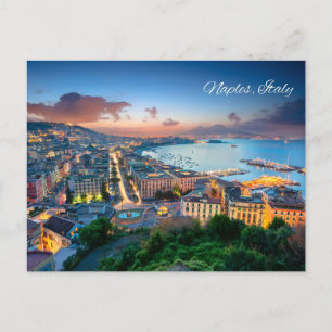 Postal Vista aérea de Nápoles, Italia al atardecer 