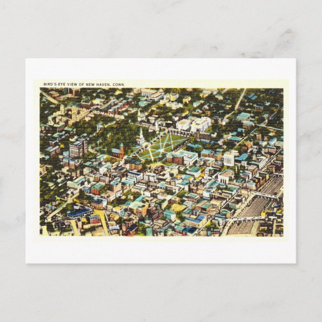 Postal Vista aérea de New Haven, Connecticut, añada (Anverso)
