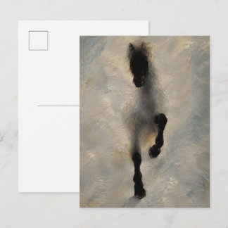 Postal Vista aérea de pintura al óleo de caballo negro en
