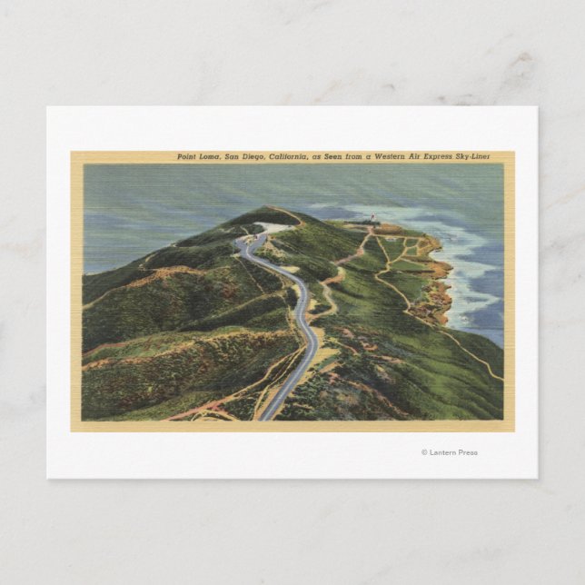 Postal Vista aérea de Point Loma (Anverso)