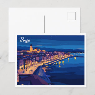 Postal Vista aérea de Rimini Italia Viaje en Ilustracion