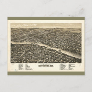 Postal Vista aérea de Rockford Illinois (1880)