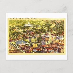 Postal Vista aérea de Salt Lake City, Utah, Vintage
