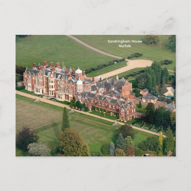 Postal Vista aérea de Sandringham House, Norfolk (Anverso)
