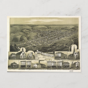 Postal Vista aérea de Shenandoah, Pennsylvania (1889)