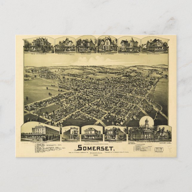 Postal Vista aérea de Somerset, Pennsylvania (1900) (Anverso)