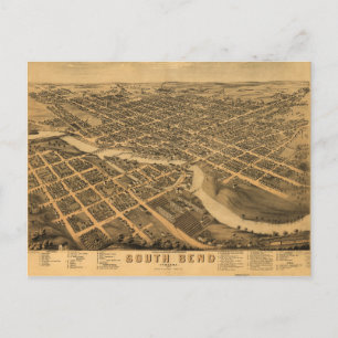 Postal Vista aérea de South Bend, Indiana (1874)