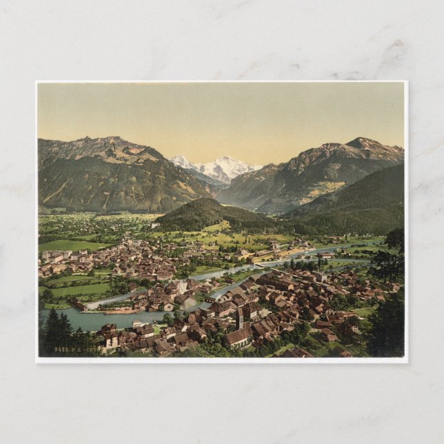 Postal Vista aérea de Suiza interlaken (Anverso)