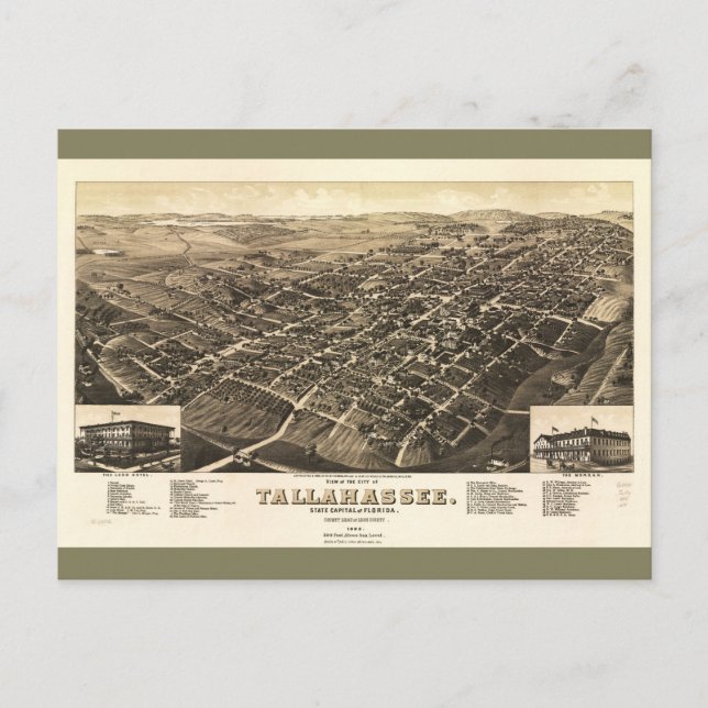 Postal Vista aérea de Tallahassee, la Florida (1885) (Anverso)