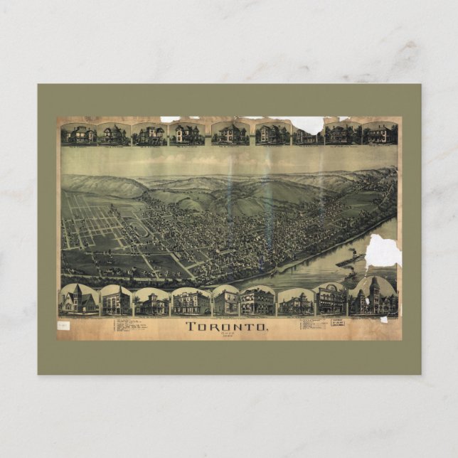 Postal Vista aérea de Toronto, Ohio (1899) (Anverso)