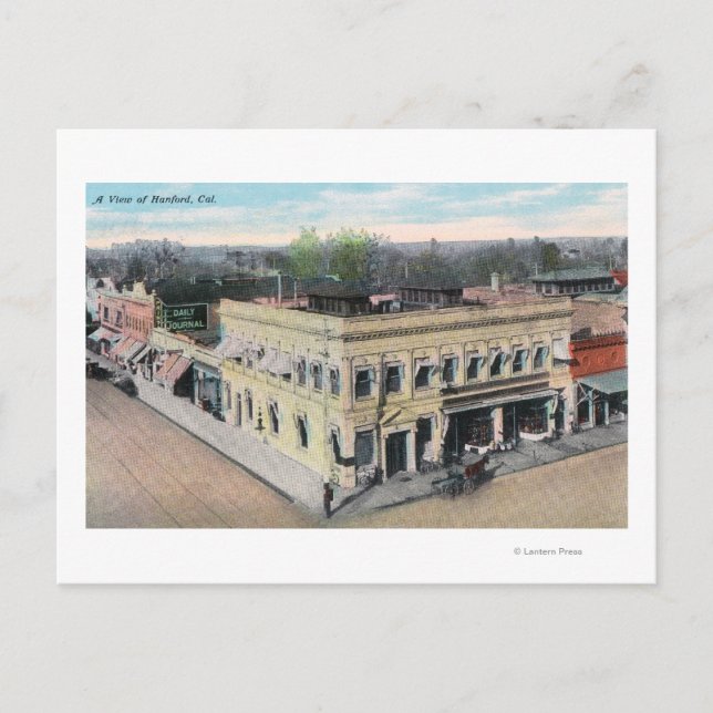 Postal Vista aérea de una esquina de Hanford Street (Anverso)