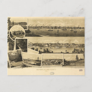 Postal Vista aérea de Victoria, Columbia Británica (1884)