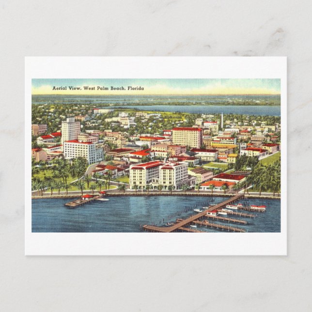 Postal Vista aérea de West Palm Beach, Florida, (Anverso)