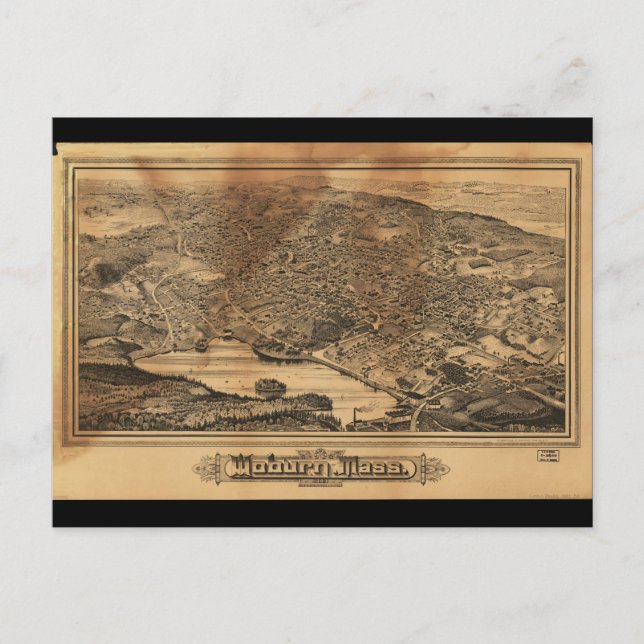 Postal Vista aérea de Woburn Massachusetts (1883) (Anverso)