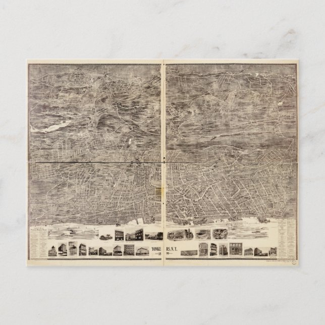 Postal Vista aérea de Yonkers, Nueva York (1899) (Anverso)