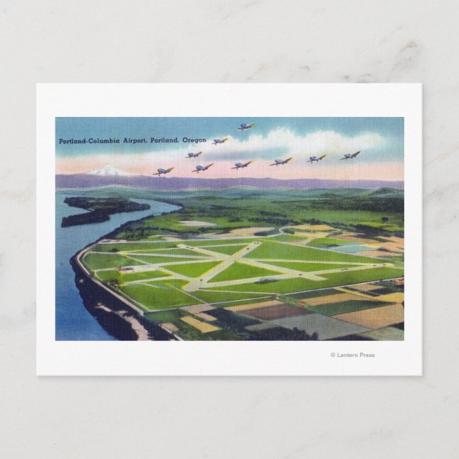 Postal Vista aérea del aeropuerto de Portland-Columbia (Anverso)