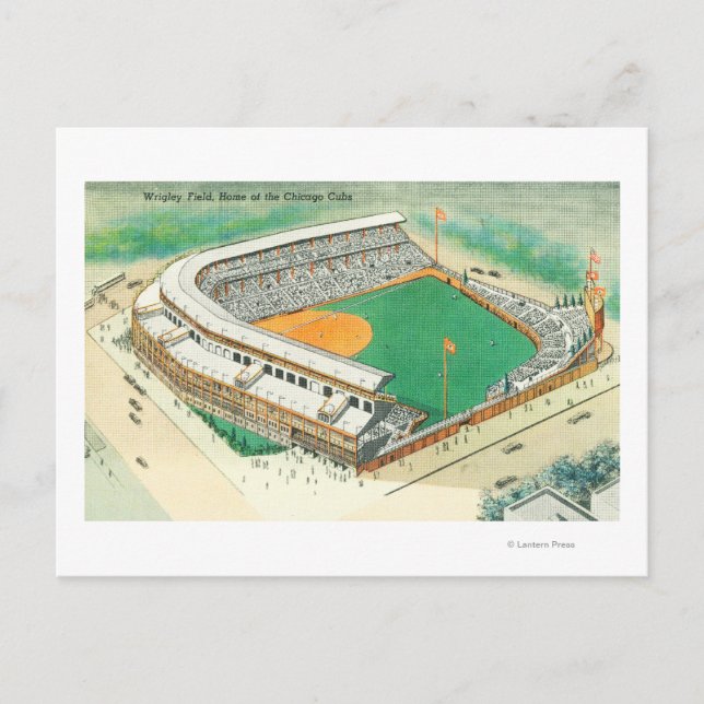 Postal Vista aérea del campo Wrigley # 3Chicago, IL (Anverso)