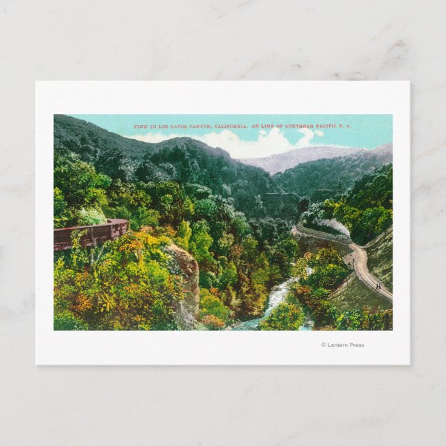 Postal Vista aérea del cañón, tren del Pacífico sur (Anverso)
