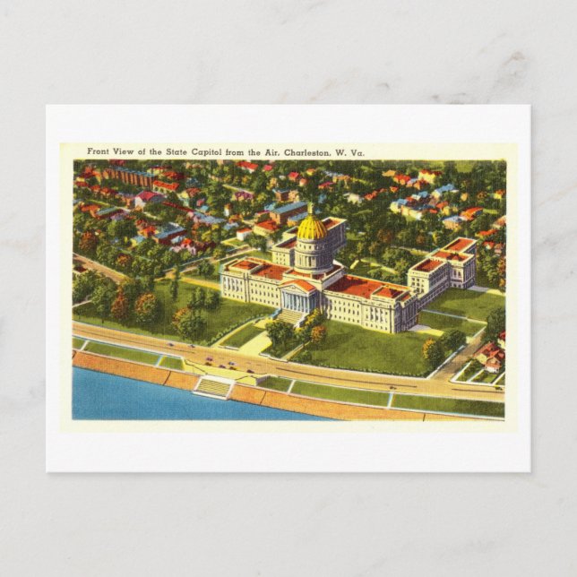 Postal Vista aérea del Capitolio de Chaleston, W.V. (Anverso)
