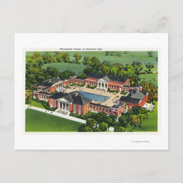 Postal Vista aérea del centro de ocio Saratoga Spa (Anverso)
