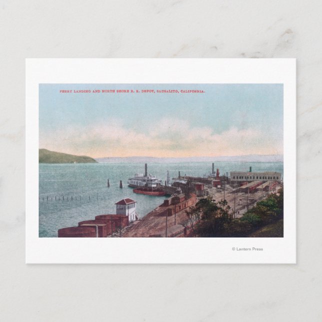 Postal Vista aérea del desembarco de ferris y norte (Anverso)