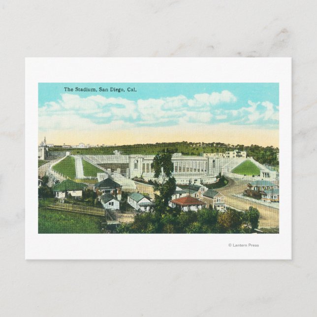 Postal Vista aérea del estadio San Diego, CA (Anverso)
