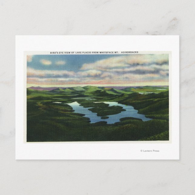 Postal Vista aérea del lago Placid (Anverso)