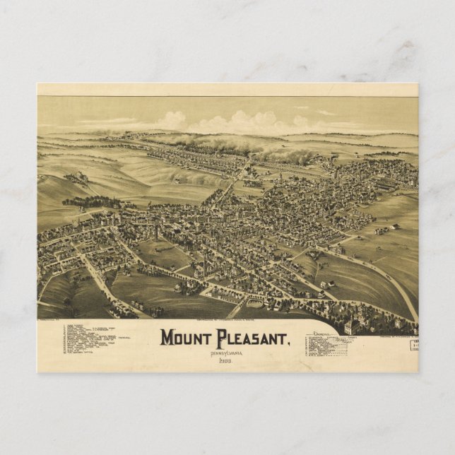 Postal Vista aérea del monte Pleasant, Pennsylvania (1900 (Anverso)
