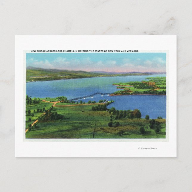 Postal Vista aérea del nuevo puente que conecta NY y VT (Anverso)