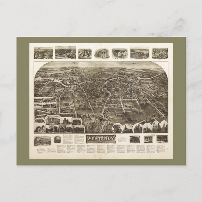 Postal Vista aérea del oeste, Rhode Island (1911) (Anverso)