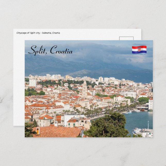 Postal Vista aérea del paseo marítimo de la ciudad de Spl (Anverso / Reverso)