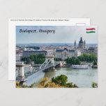 Postal Vista aérea del puente de cadena en Budapest, Hung<br><div class="desc">Budapest,  Hungría - Vista aérea del puente de la cadena Szechenyi con la Academia de Ciencias y la Basílica de San Esteban en segundo plano - Budapest,  Hungría</div>