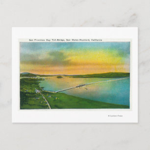 Postal Vista aérea del puente de la bahía a Hayward, CA